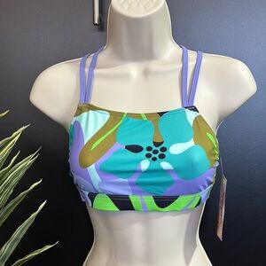 Kanu UPF 50-+ Swim top, strappy X back, geometric print
